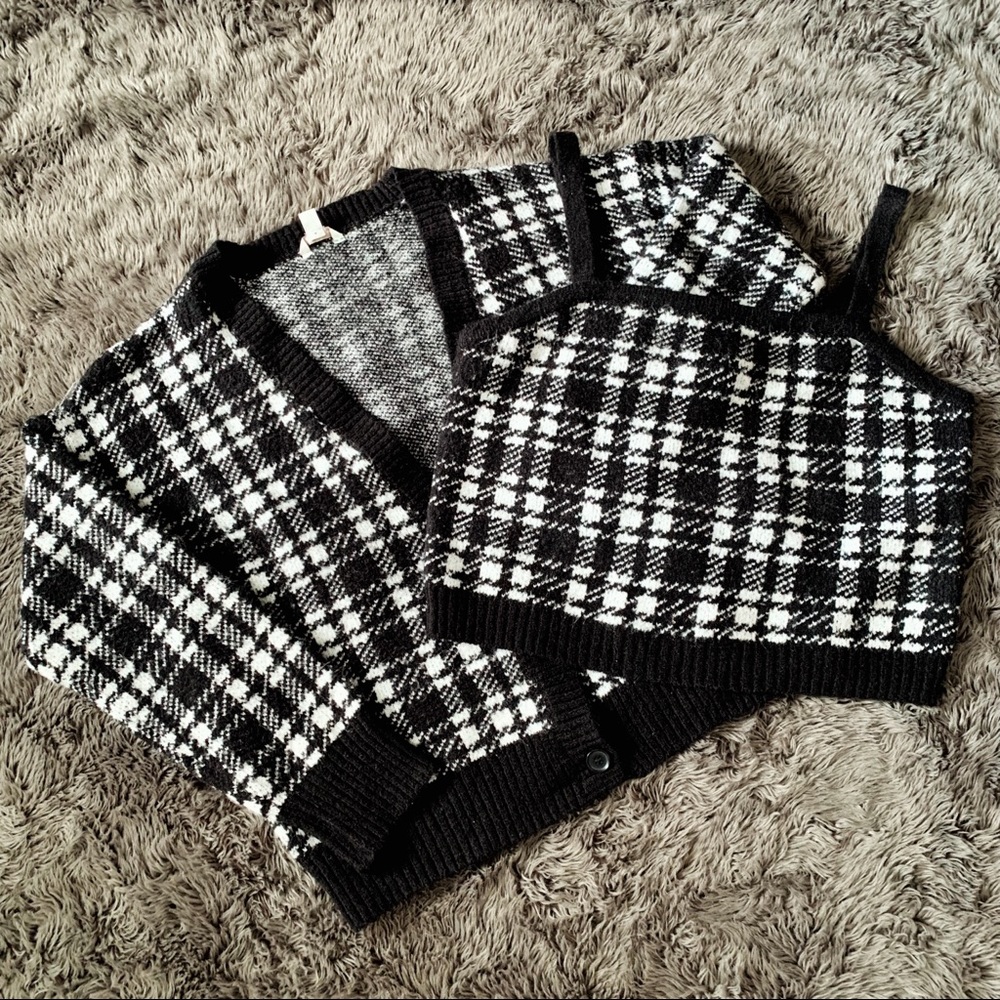 Cato Houndstooth Sweater & Tank Matching Set